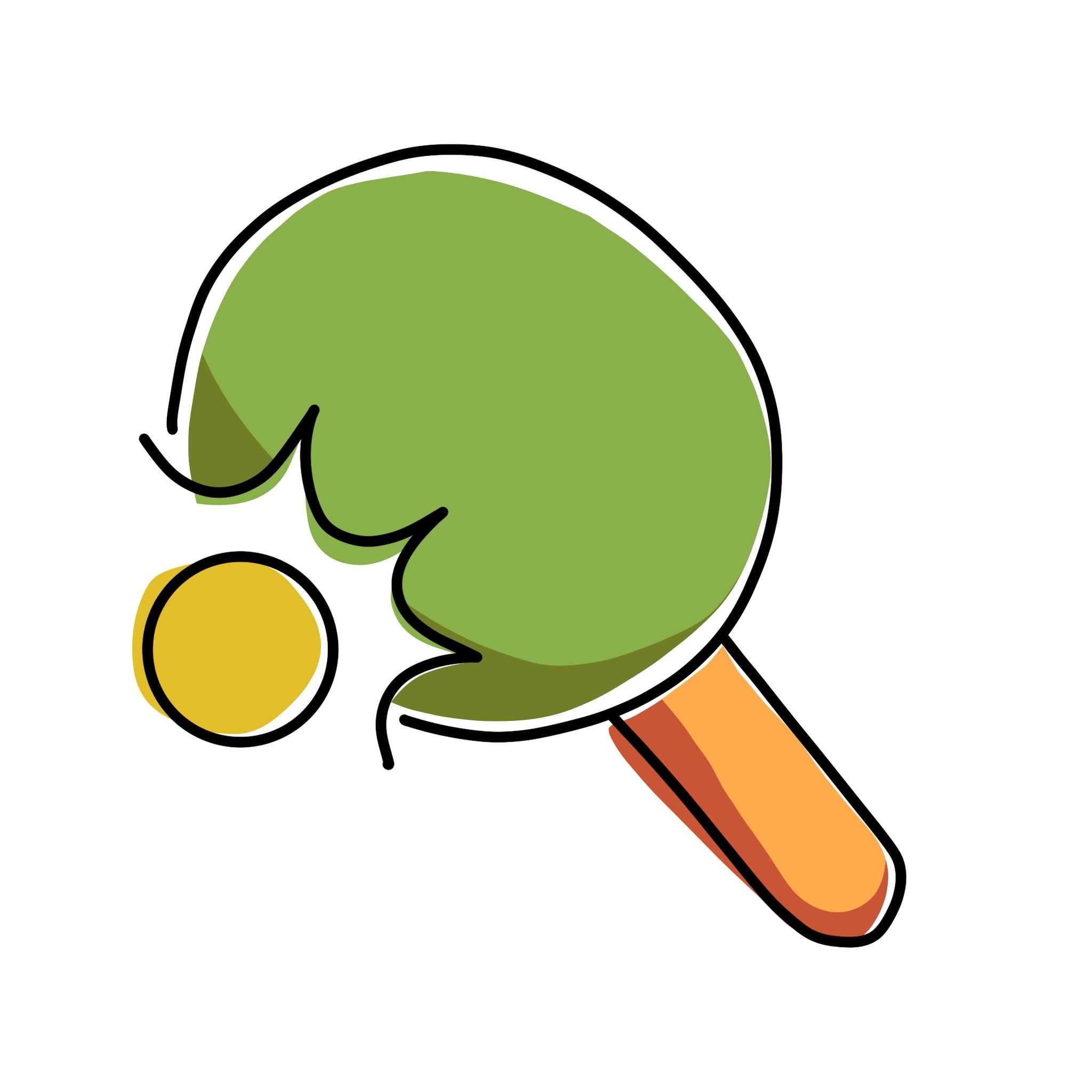 illustration of a ping pong paddle hitting a ball