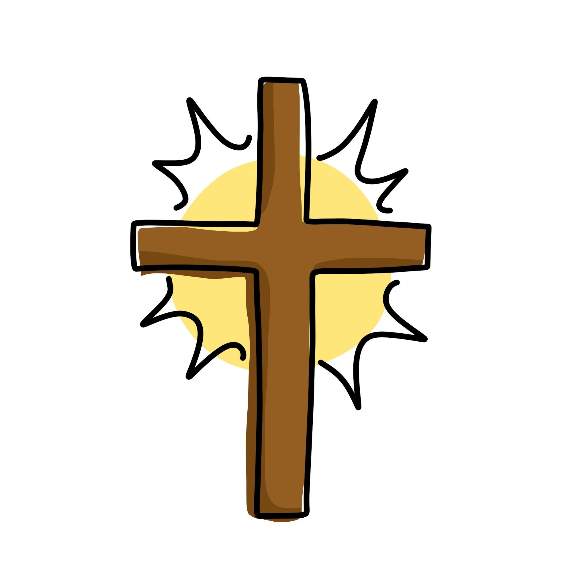 illustration of a cross with a burst of light behind it